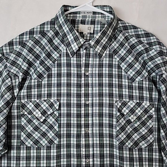 Express Rider BIG MAN Pearl Snap Plaid Western Short Sleeve Shirt Mens 2X XXL - Picture 2 of 11